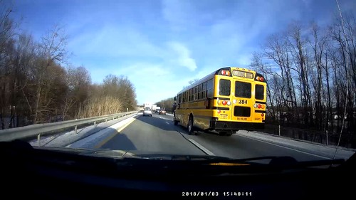 Dash Cam in Car | Dash Cam of School Bus on Highway